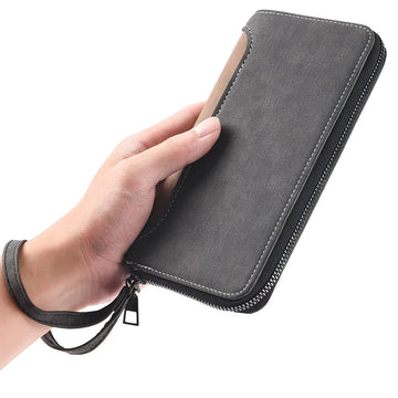Xajzpa Men's Long Wallet Fashion Multiple Card Slots Card Holder Slim Brand Designer Men Business Wallet Zipper Phone Pouch Coin Purse